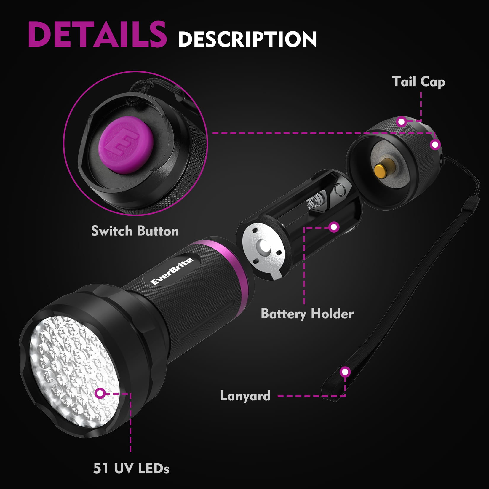 EVERBRITE 51 LED UV BLACK LIGHT FLASHLIGHT