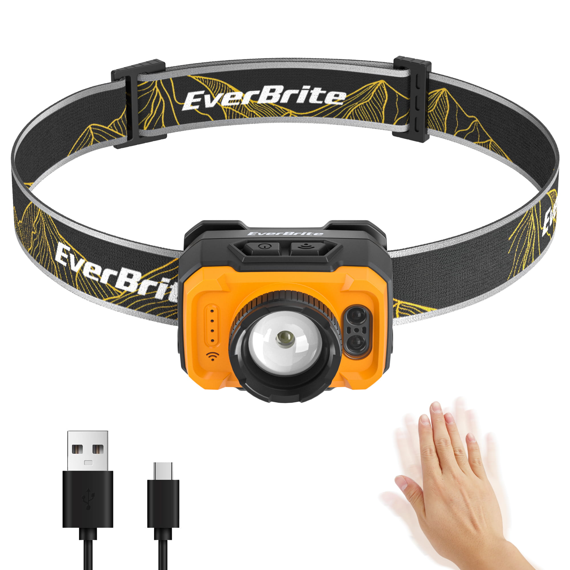 RECHARGEABLE ZOOMABLE LED HEADLAMP-ORANGE