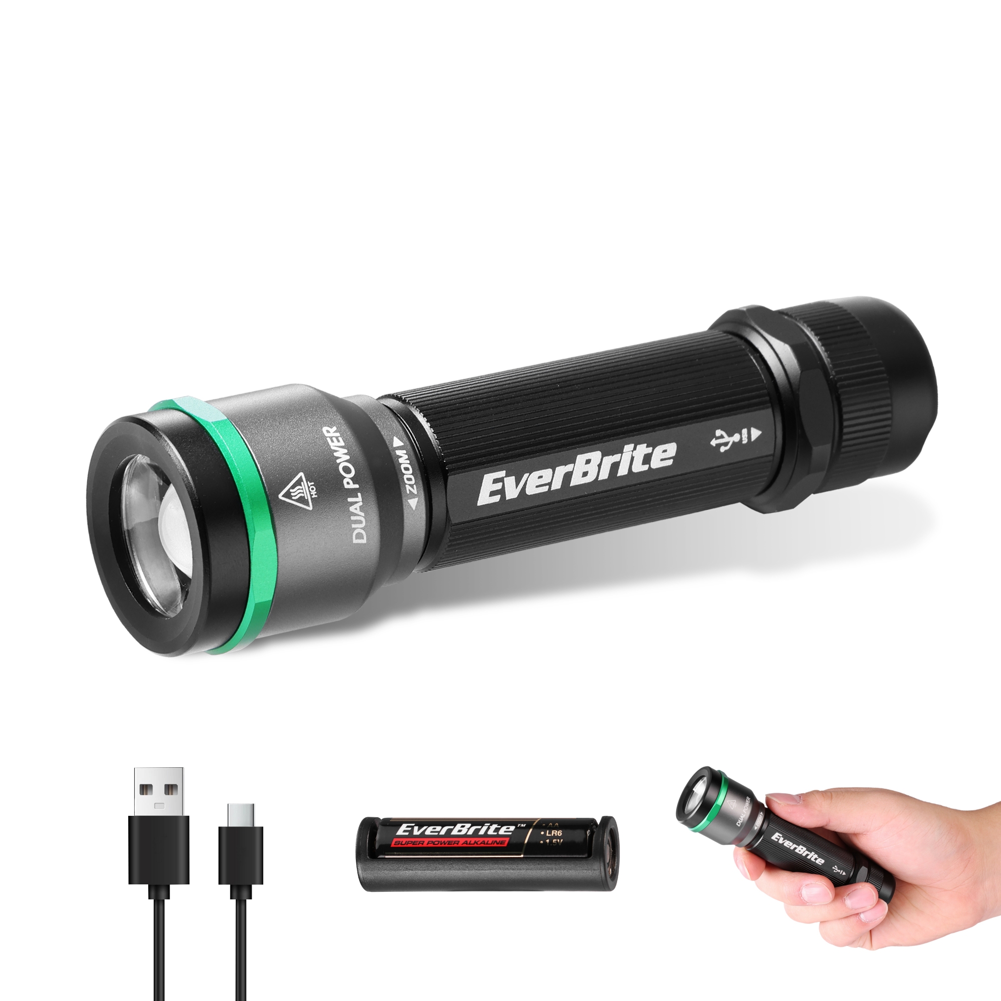 Zoomable Dual Power Flashlight