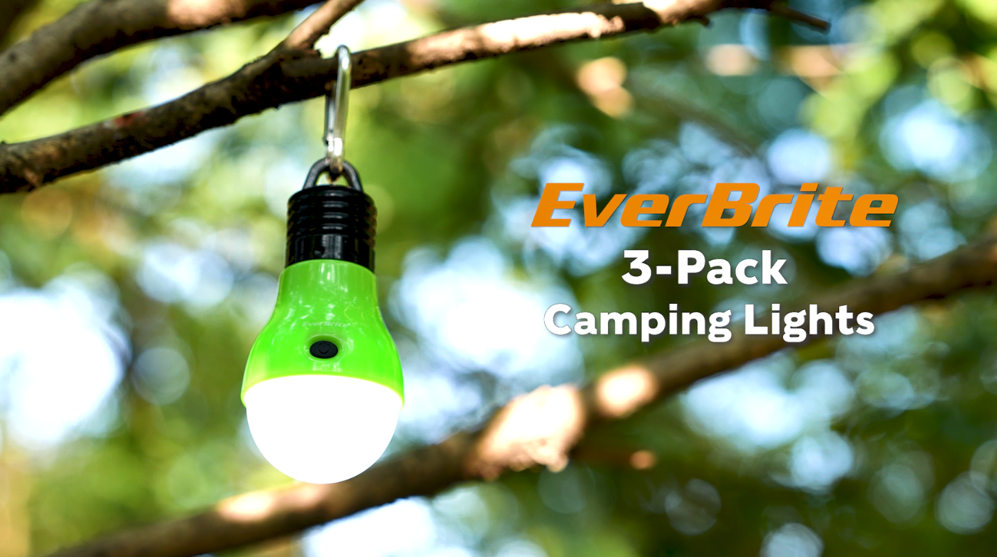 EverBrite E007044 Camping Light hanging on a branch