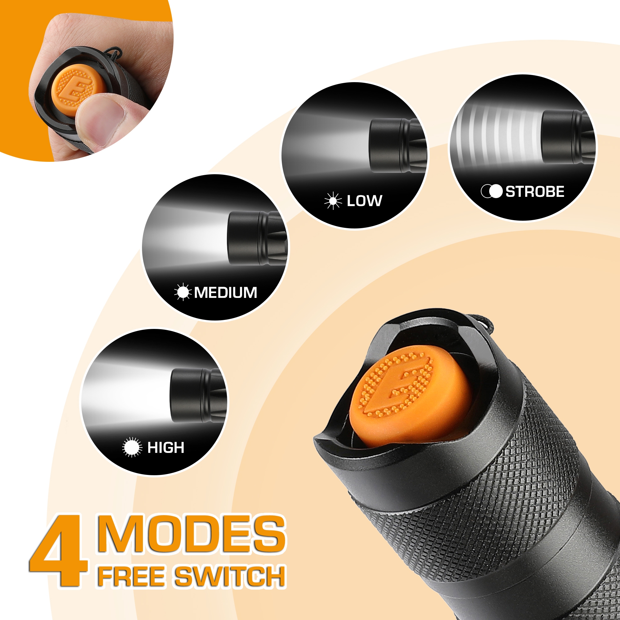 3C Adjustable Focus Zoomable Aluminium Flashlight with Lanyard - image 3