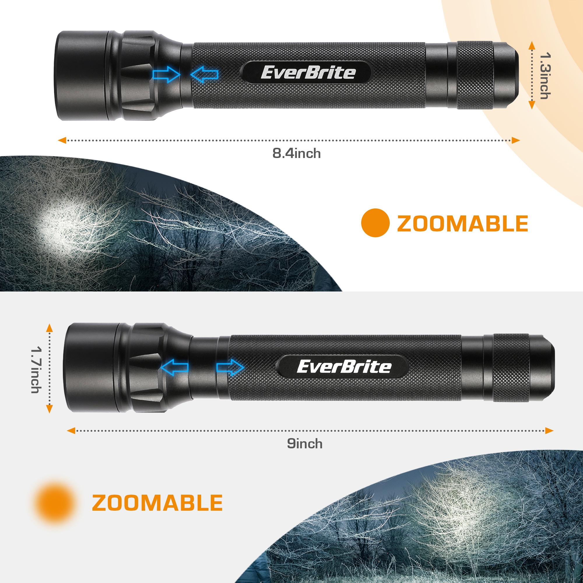 3C Adjustable Focus Zoomable Aluminium Flashlight with Lanyard - image 4
