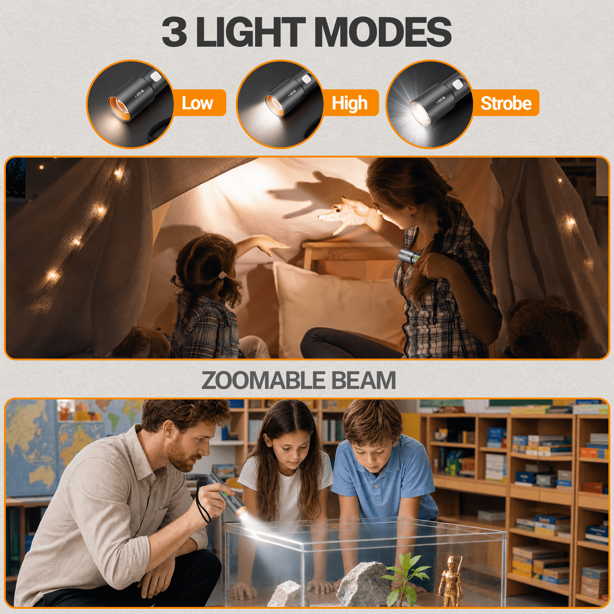 EverBrite E011221 flashlight 3 light modes zoomable