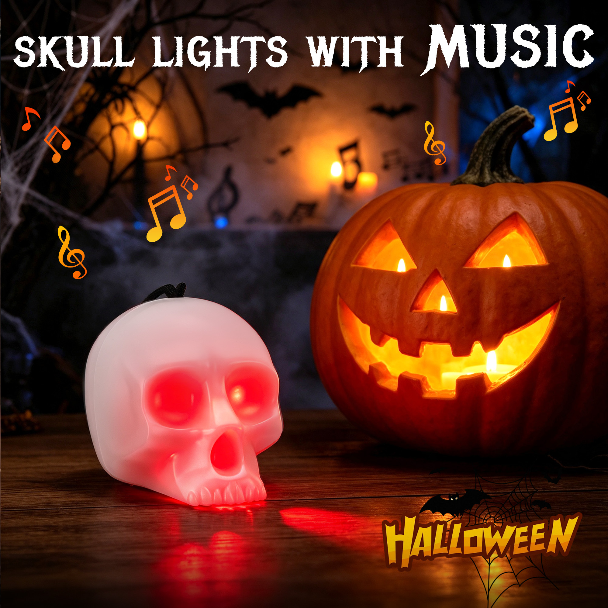 EverBrite 3AAA Skull Light with Music 