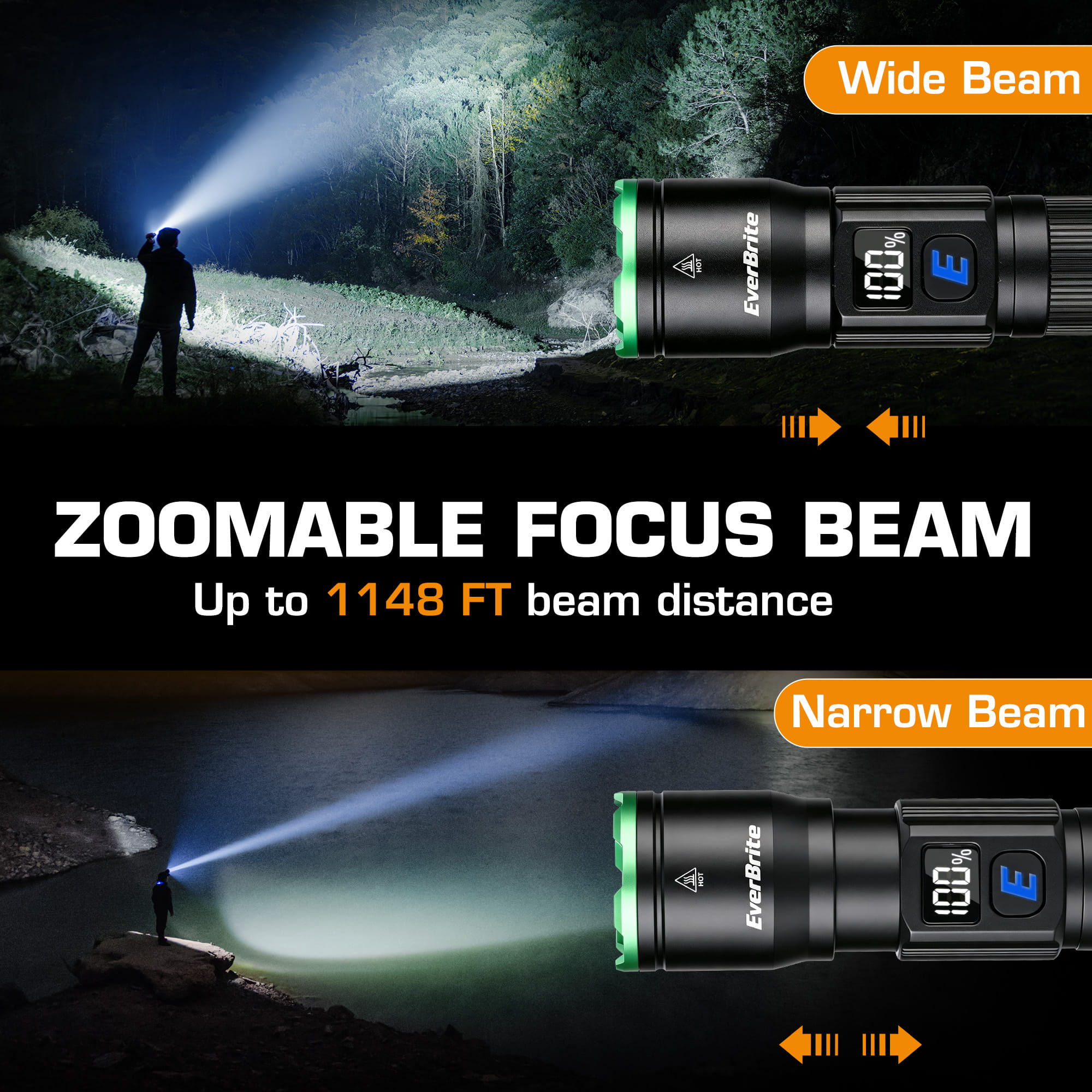 EverBrite E012077 Flashlight zoomable/dimmable function guide