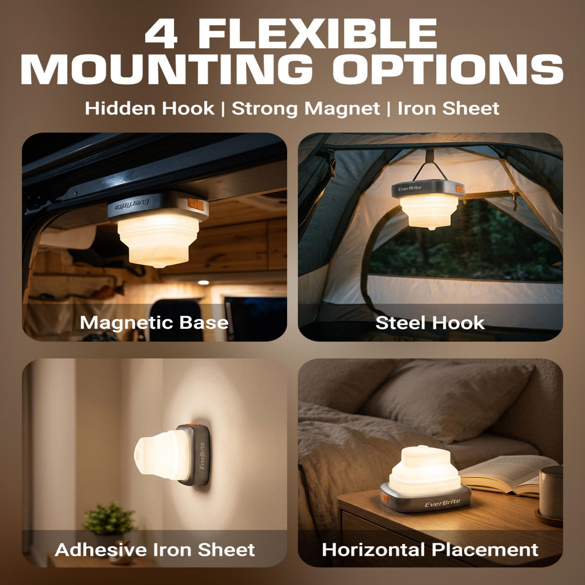 EverBrite E041070 camping lantern 4 mounting options