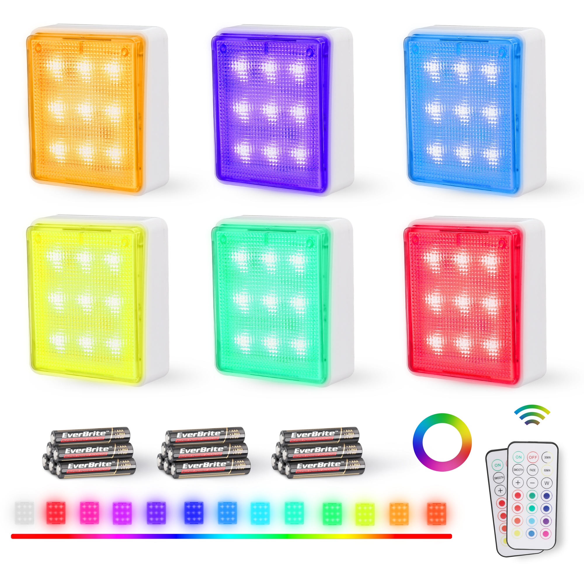 WIRELESS LED COLOR CHANGING PUCK LIGHTS WITH REMOTE CONTROL