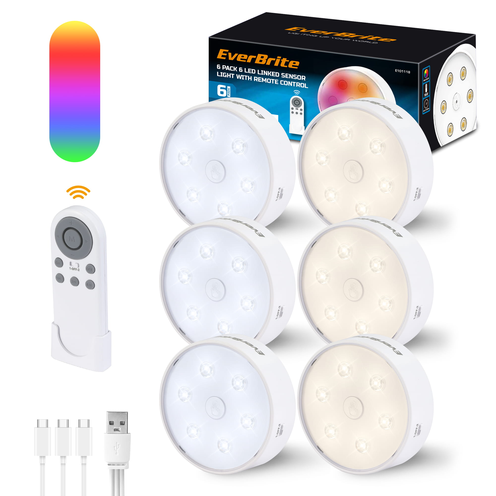 6 PACK 6 LED LINKED SENSOR LIGHT WITH REMOTE CONTROL