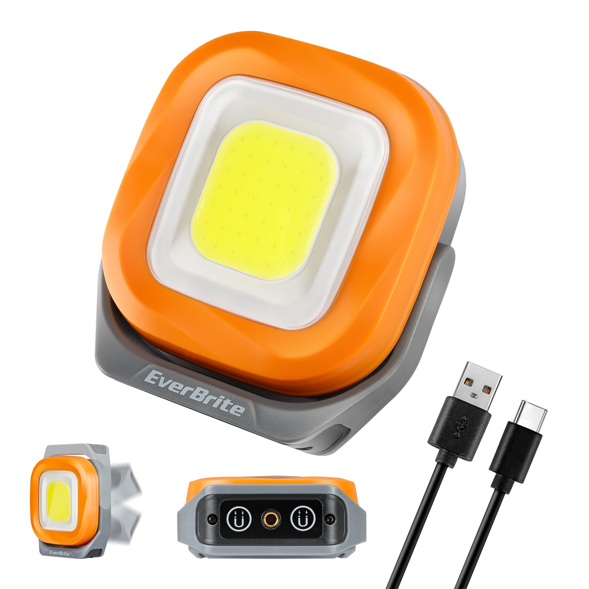RECHARGEABLE WORK LIGHT WITH MAGNETIC STAND-ORANGE/LIGHT GRAY